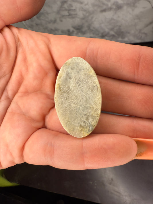 Coral agate cabochon