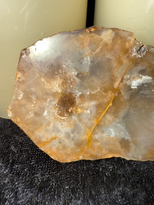 Face polished Lake Superior agate end cut with hematite inclusions