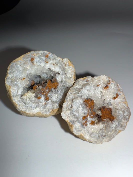 Mineral specimen crystal combo matching Keokuk geode matching pair