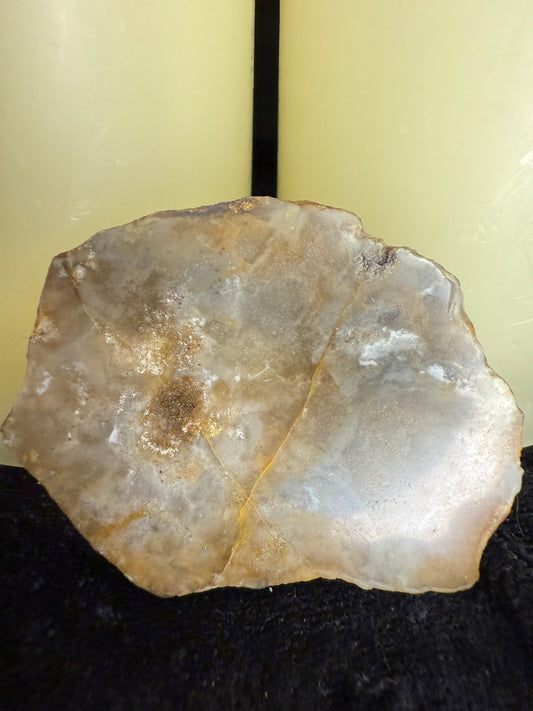 Face polished Lake Superior agate end cut with hematite inclusions